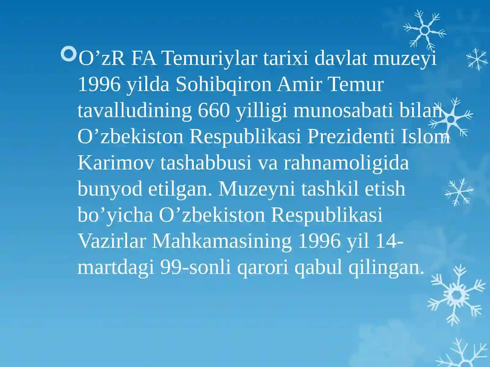 Muzeyshunoslik fanidan tayyorlangan mustaqil ishi 2