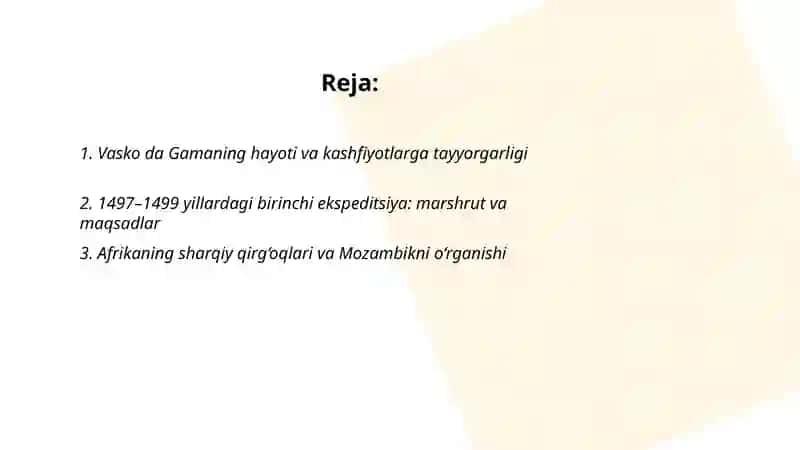 Vasko da Gamaning geografik sayohati 2