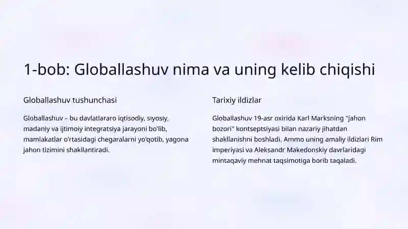 Iqtisodiy globallashuv jarayonlari: Jahon va O'zbekiston nuqtai nazari 2