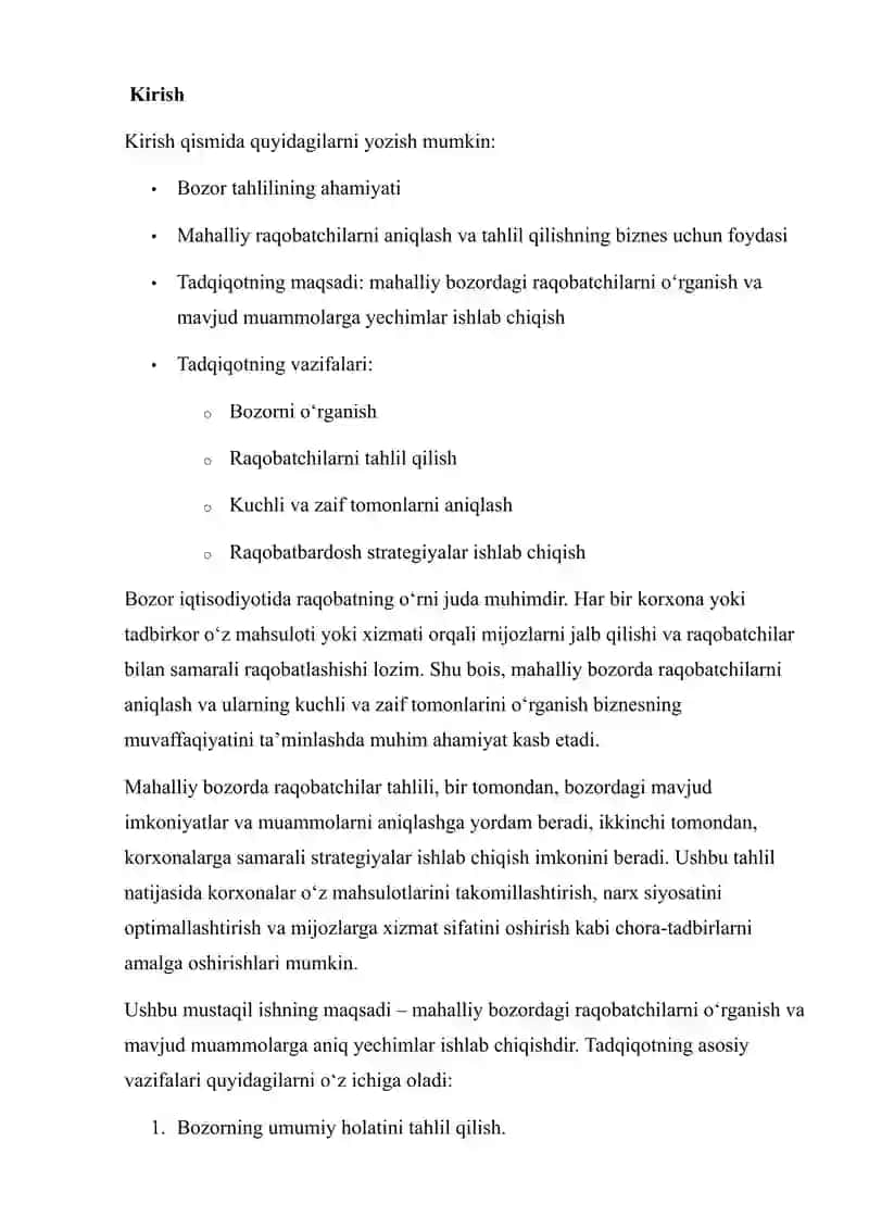MAHALLIY BOZORDA RAQOBATCHILAR TAHLILI VA YECHIMLAR 2
