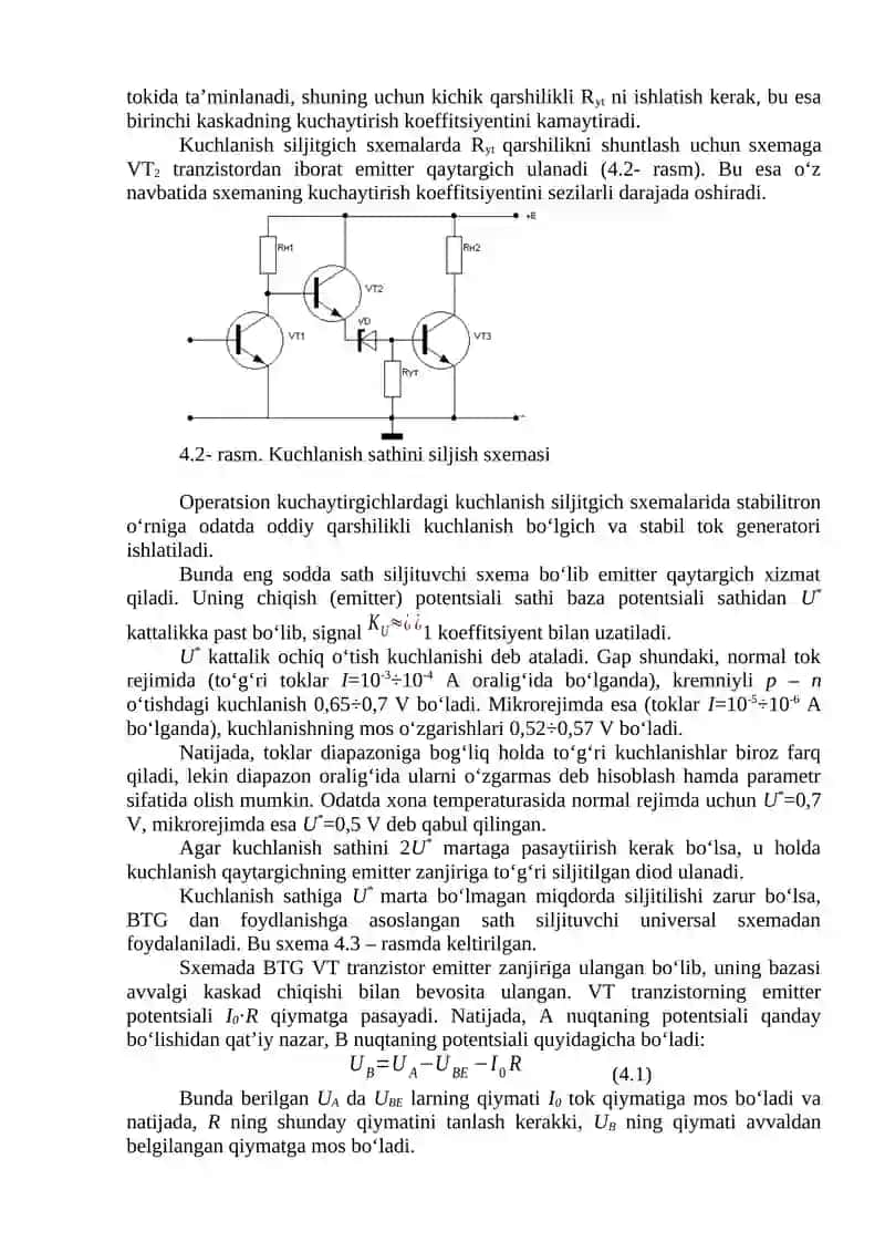O‘zgarmas kuchlanish sathini siljitish qurilmasi 2