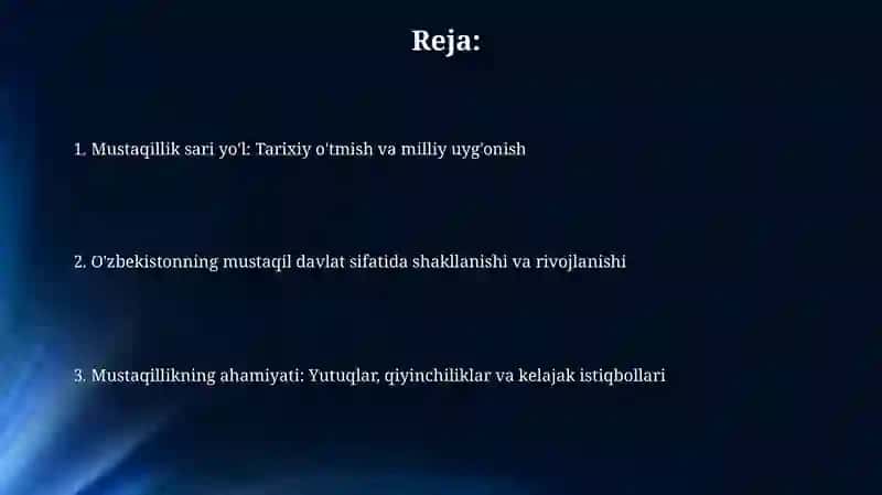 Mustaqil O'zbekiston Respublikasining tashkil topishi va uning tarixiy ahamiyati 2