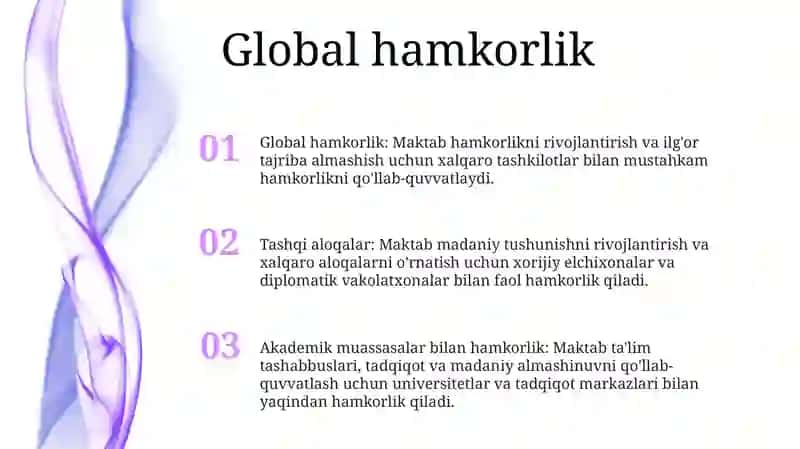 Maktabning Xorijiy Tashkilotlar Bilan Hamkorlik Ishlari 2