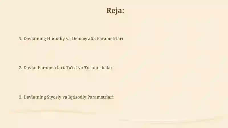 Davlatning Hududiy va Demografik Parametrlari 2