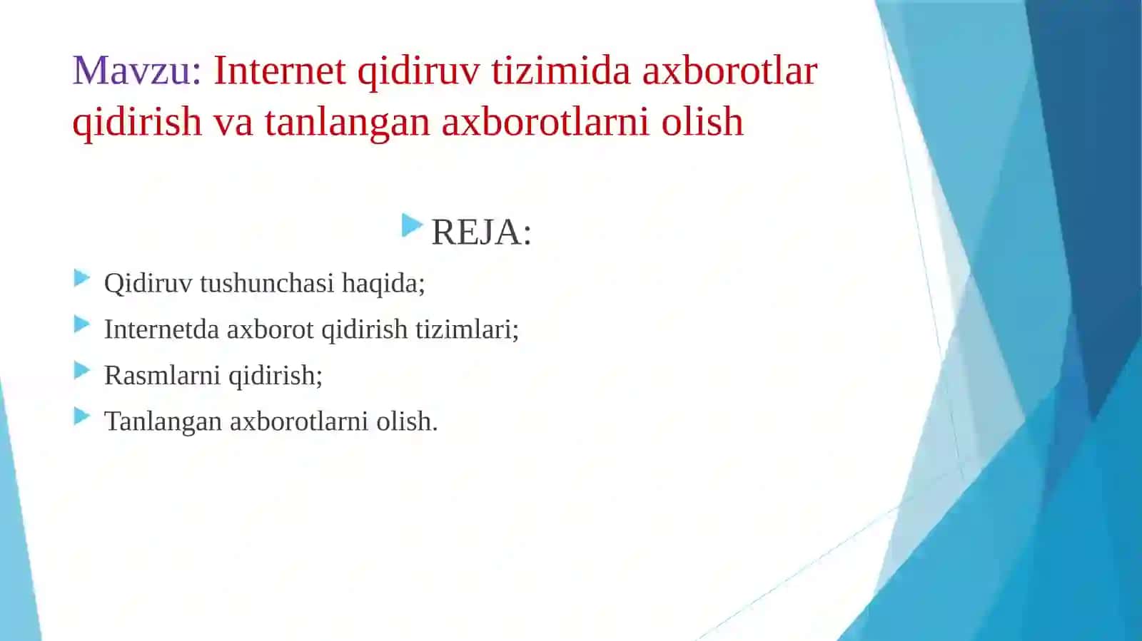 Internet qidiruv tizimida axborotlar qidirish va tanlangan axborotlarni olish 2