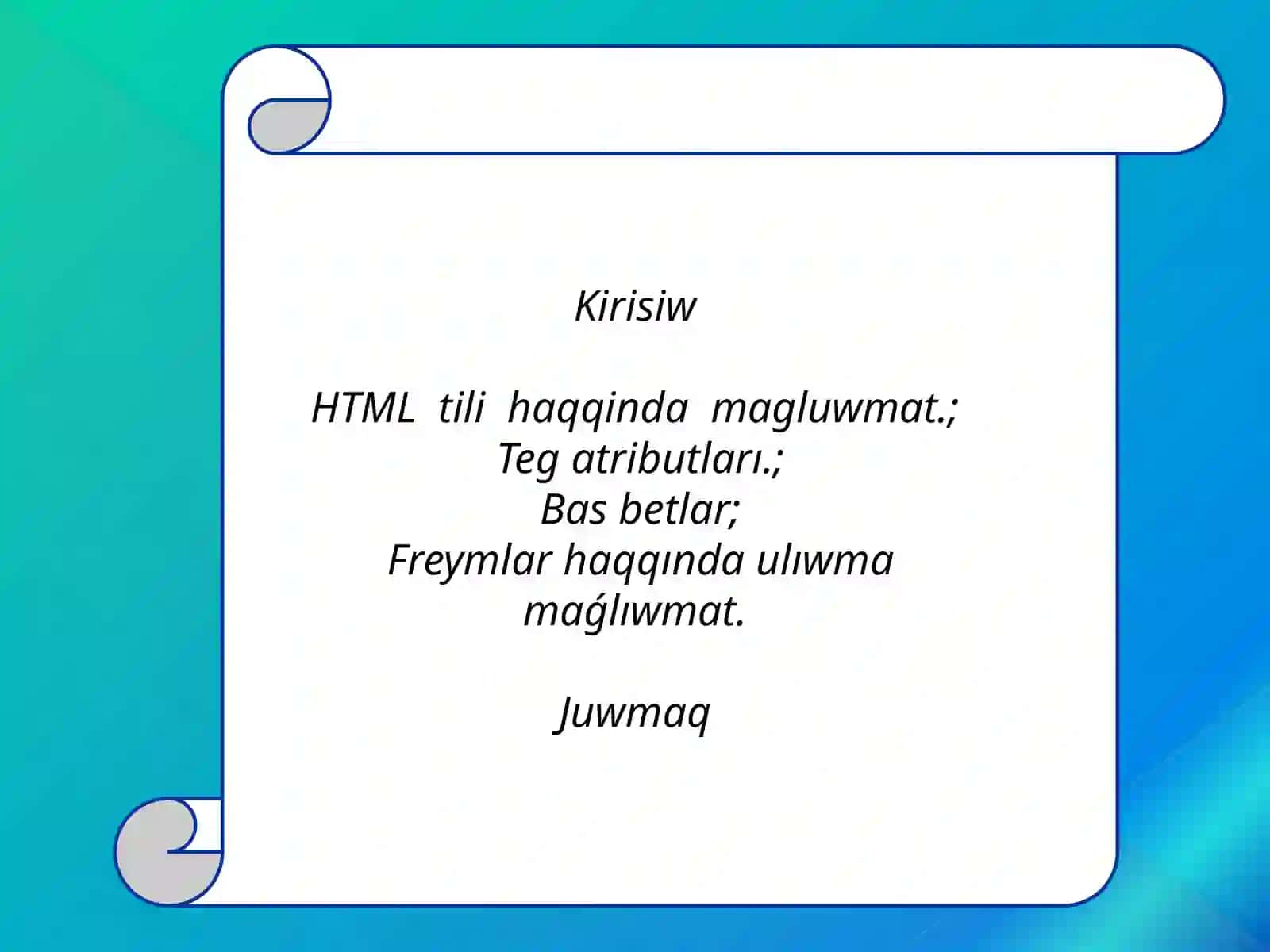 HTML tilinde web bet jaratiw 2