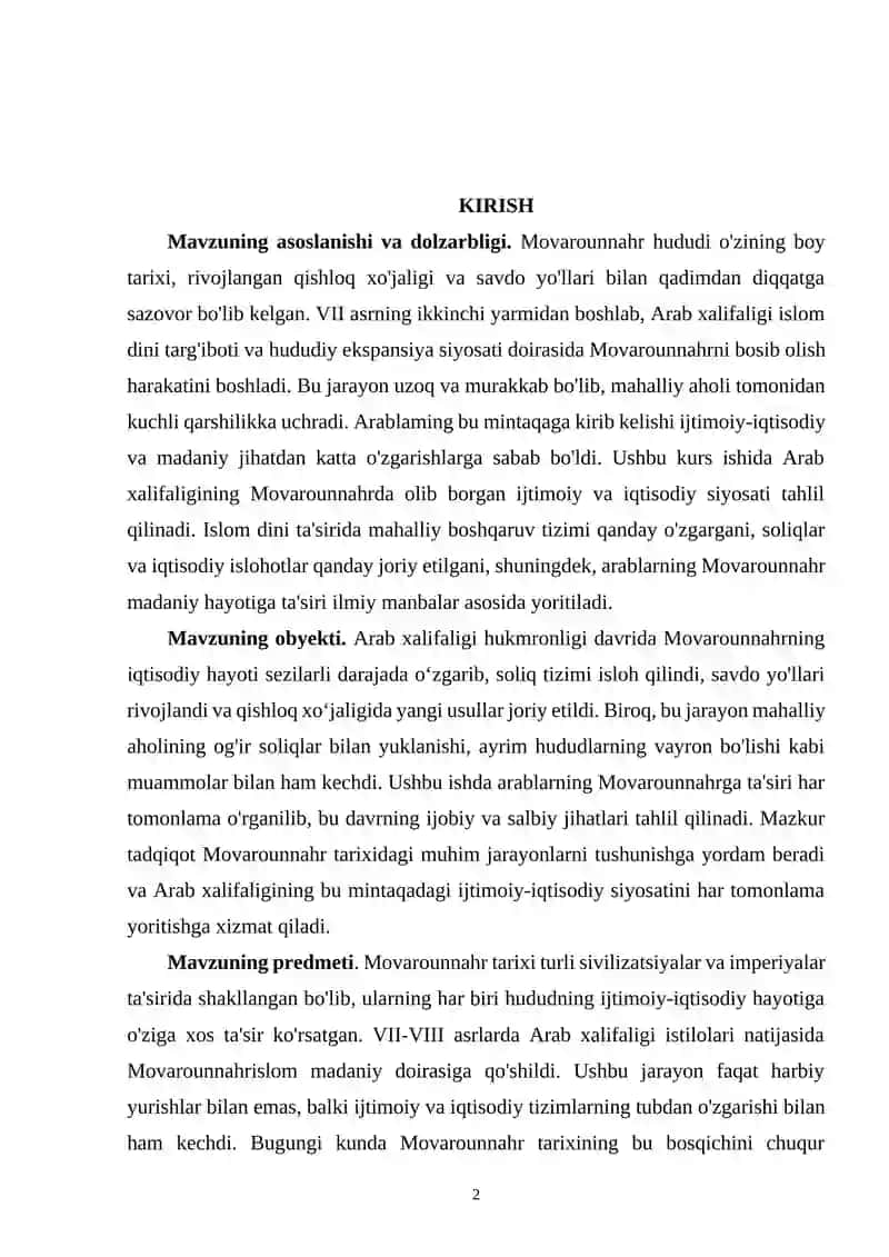 ARAB XALIFALIGINING MOVAROUNNAHRDA YURITGAN IJTIMOIY-IQTISODIY SIYOSATI 2