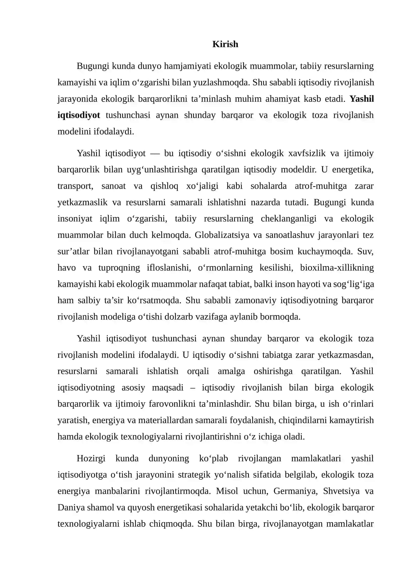 YASHIL IQTISODIYOTNING KELAJAK ISTIQBOLLARI 2