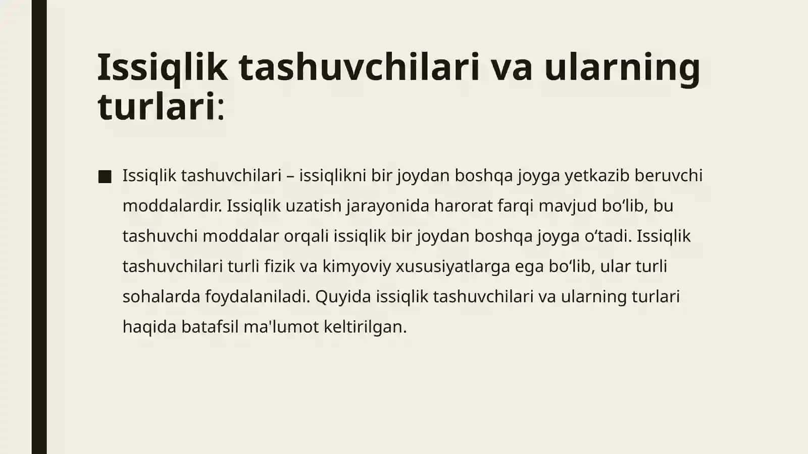 Issiqlik tashuvchilar. Issiqlikni yuborishda haroratlar rostlash grafigi. 2