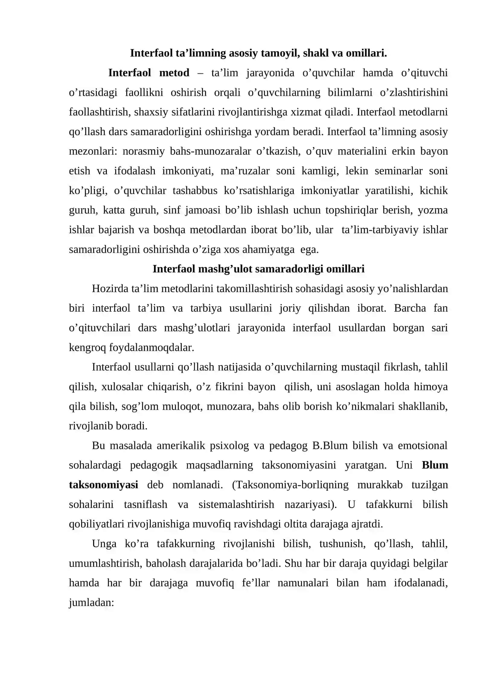 Interfaol metodlar va ularni ta’lim tarbiya jarayonida qo’llash 2