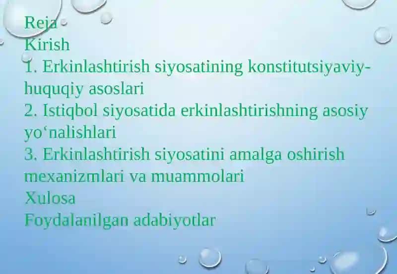 Istiqbol siyosatida erkinlashtirish 2