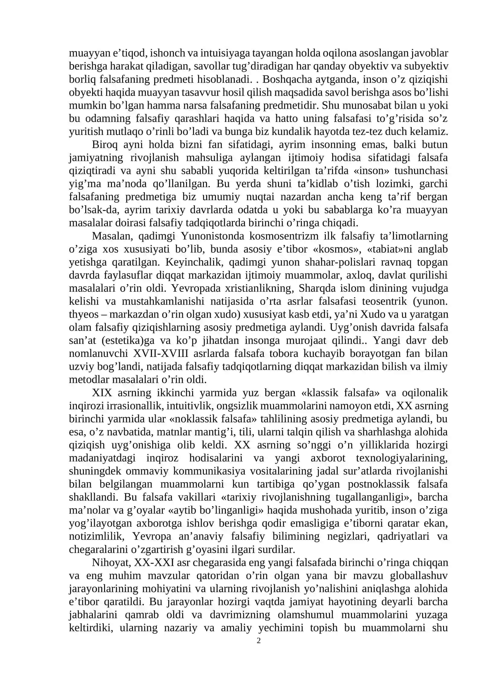 1-mavzu. Falsafa uning predmeti, mazmuni va jamiyatdagi roli 2