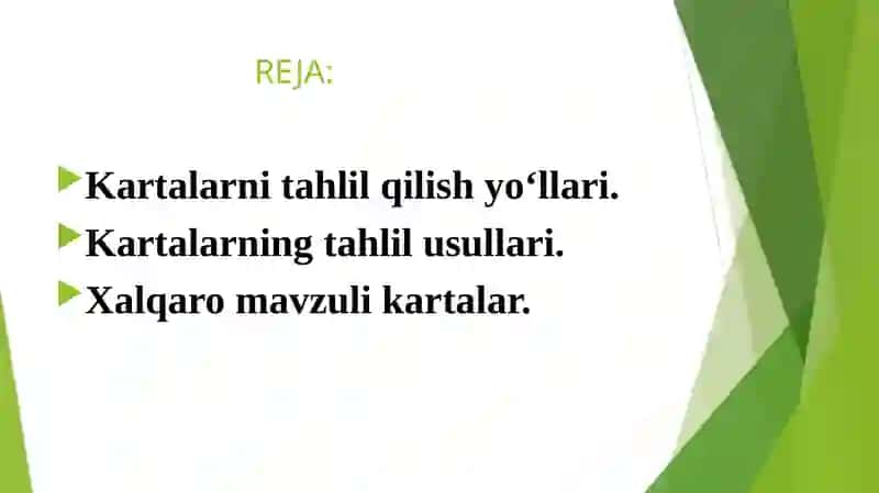 Kartalar ustida amaliy masalalar yechish 2
