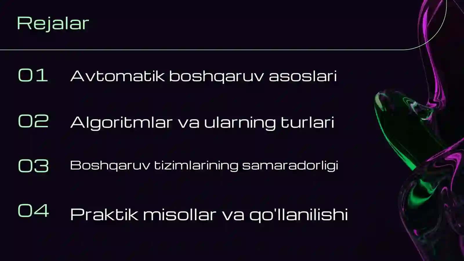 Avtomatik boshqaruv algoritmi 2