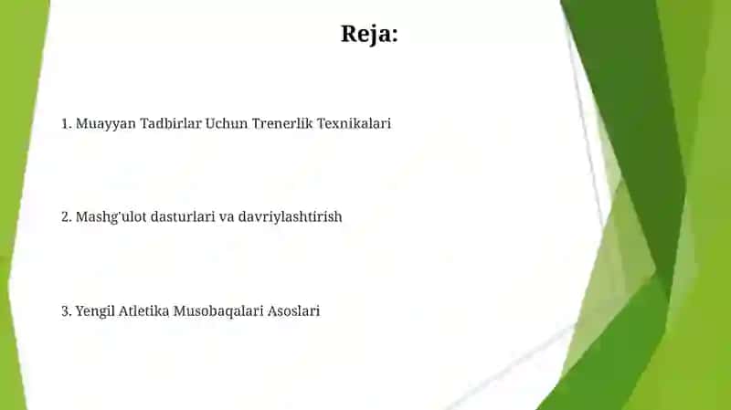 Yengil atletika turlari texnikasini o‘rgatish 2
