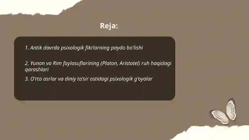 Psixologik fikrlarning rivojlanish tarixi 2