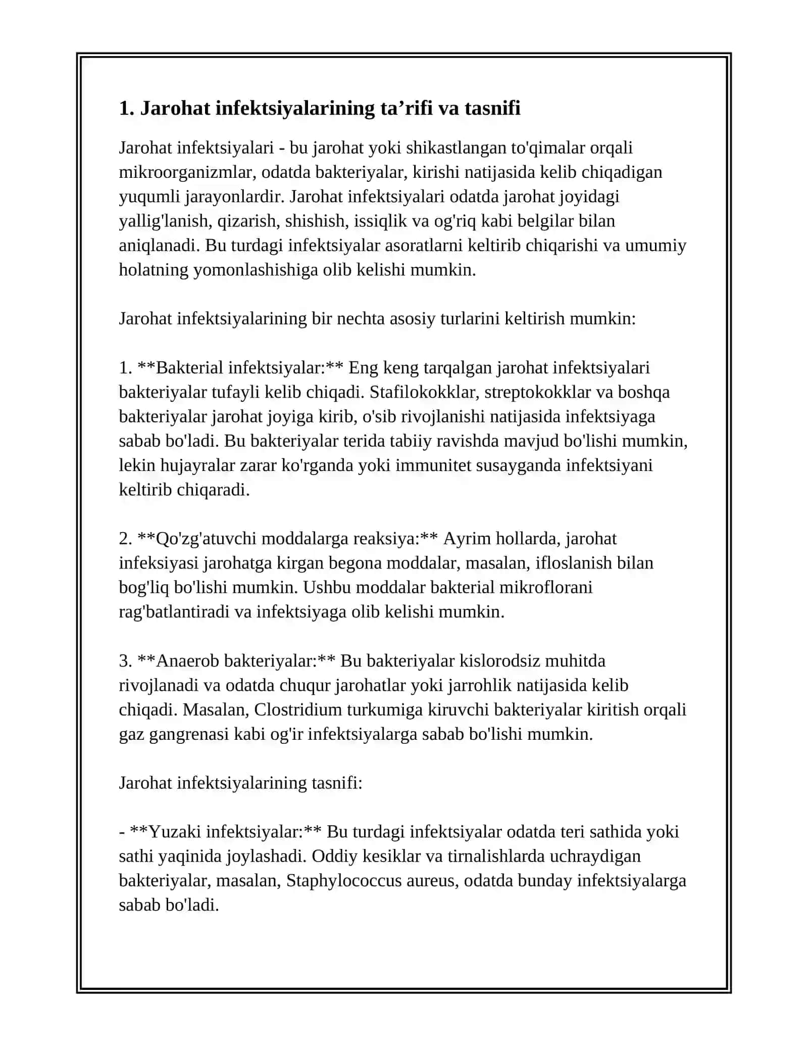JAROHAT INFEKSIYALARI QOQSHOL QUTURISH SARAMAS 2