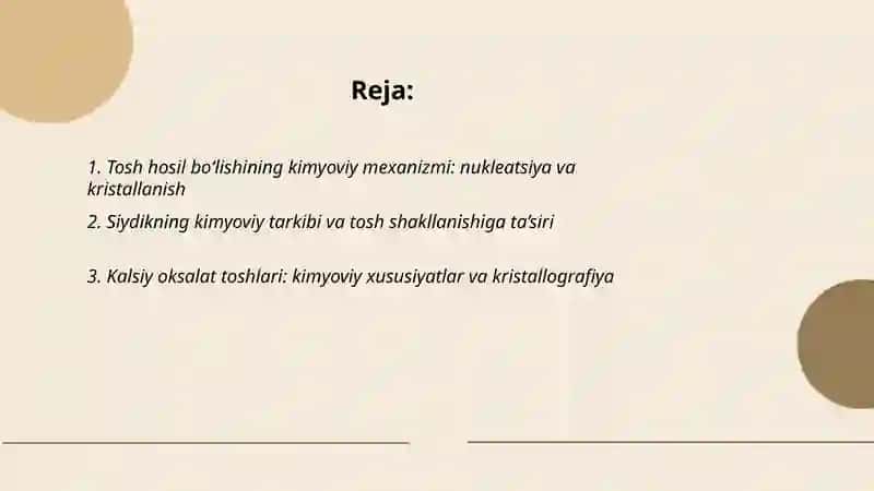 Tosh kasalliklarining kimyoviy asoslari 2
