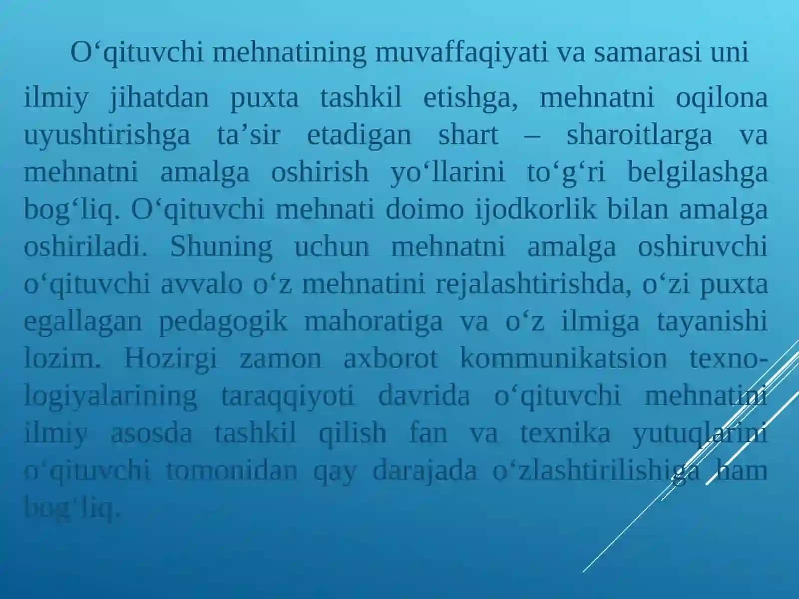 O‘QITUVCHI MEHNATINI ILMIY VA KASBIYASOSDATASHKIL ETISH 2