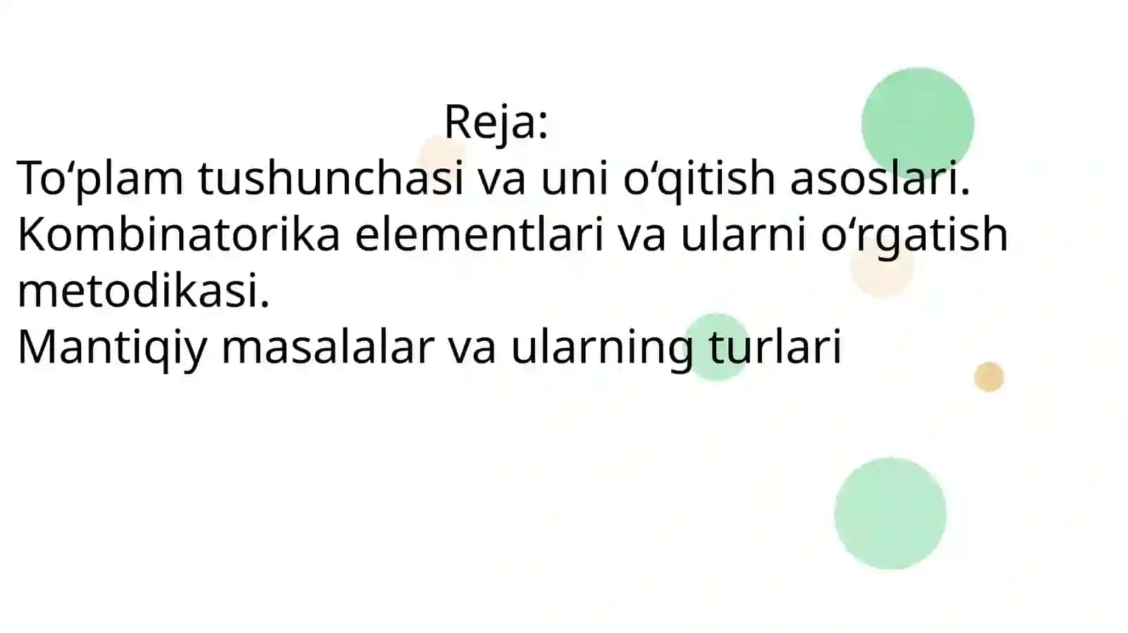 Boshlang'ich sinflarda to'plam va kombinatorika elementlari, mantiqiy masalalar 2