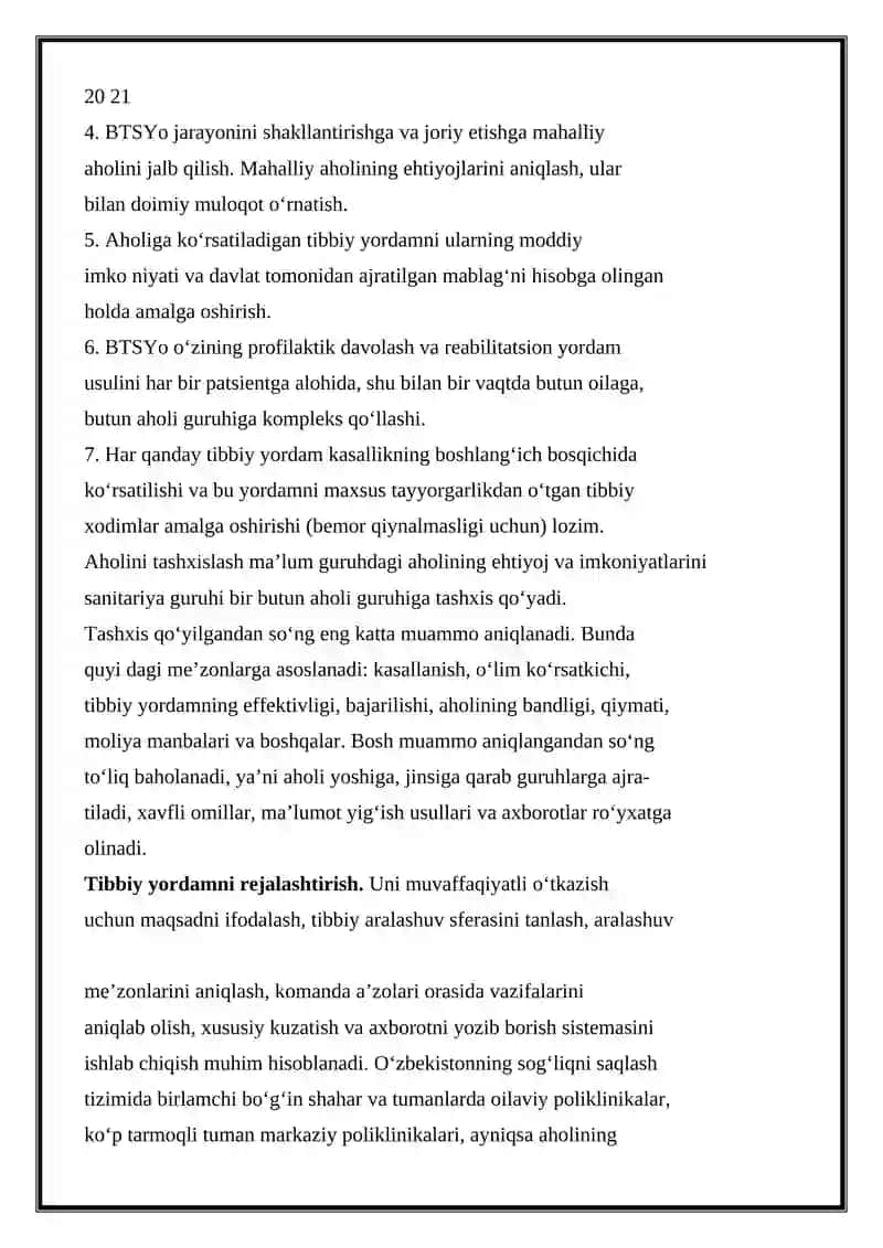 Birlamchi Tibbiy-Sanitariya Yordami 2