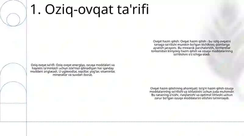 Ovqat Va Uning Hazm Bo'Lishi HaqidaTushunch 2