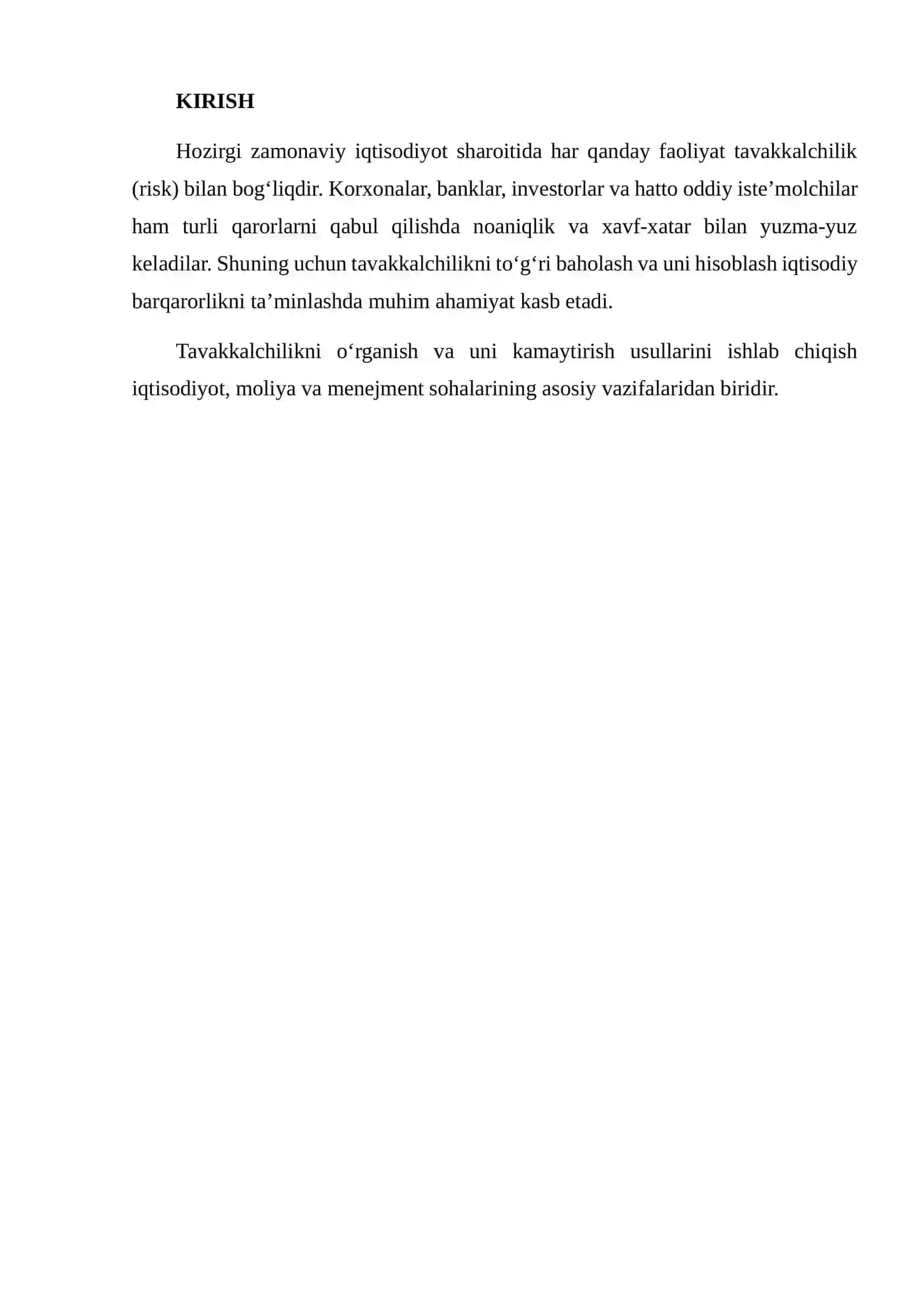 TAVAKKALCHILIK VA UNI HISOBLASH 2