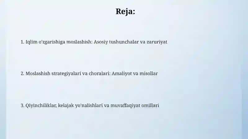 Iqlimoʻzgarishigamoslashuv 2