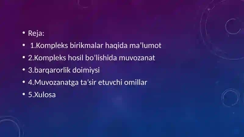 Kompleks hosil qilishda muvozanat 2