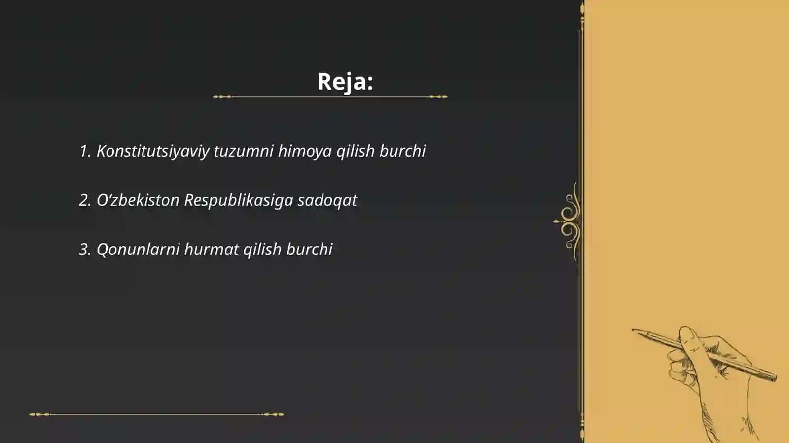 Oʻzbekiston Respublikasi fuqarolarining konstitutsiyaviy burchlari 2