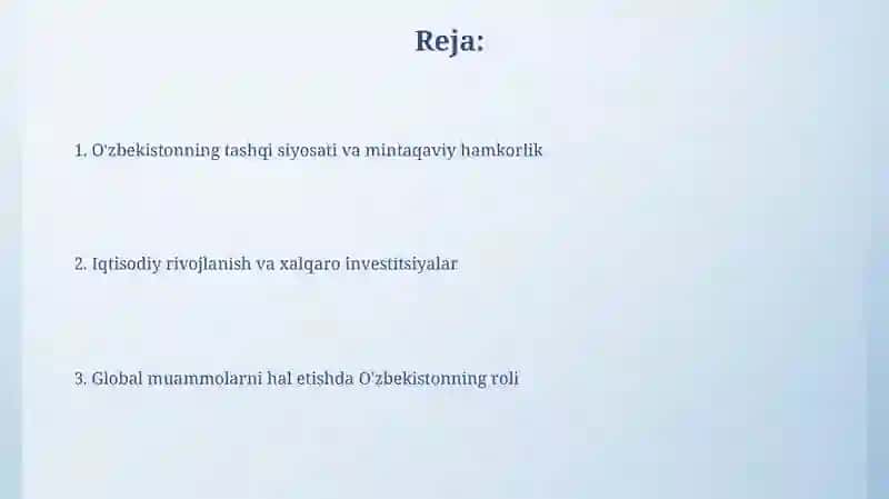 O'zbekiston va jahon hamjamiyati 2