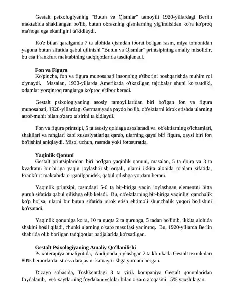Gestalt psixologiyasining mazmun mohiyati 2