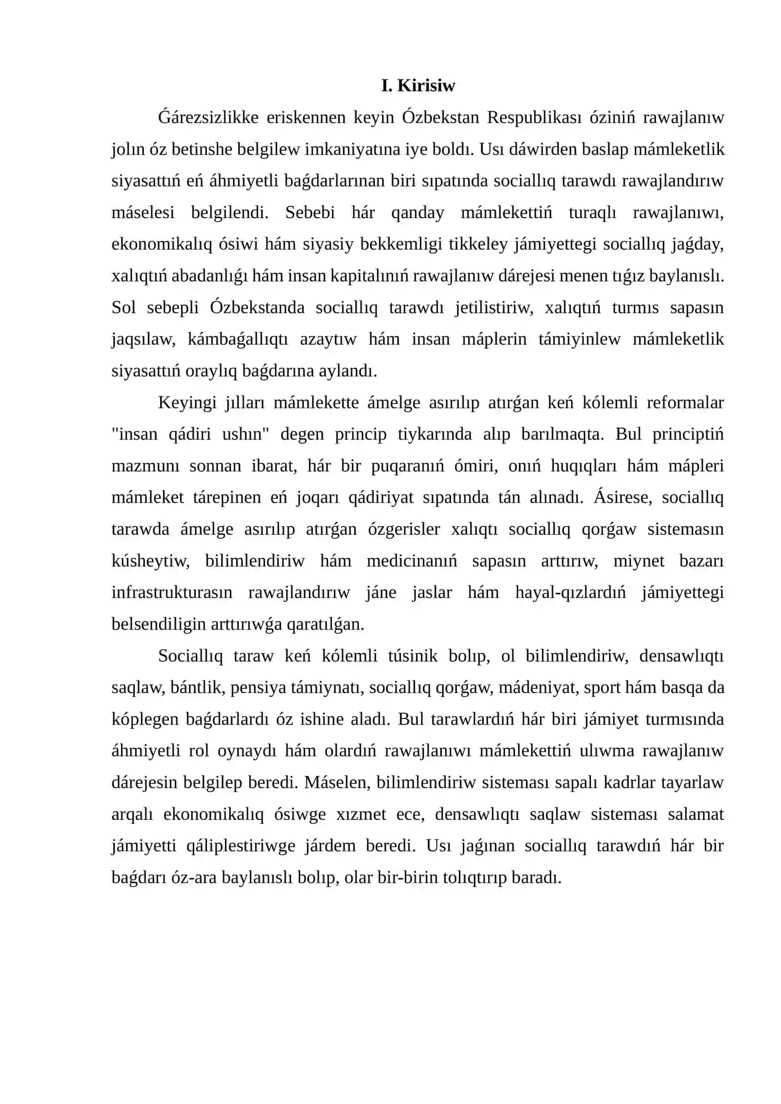 Ózbekstanda sotsial tarawda ámelge asırılatúģın όzgerisler mazmun hám mánisi 2