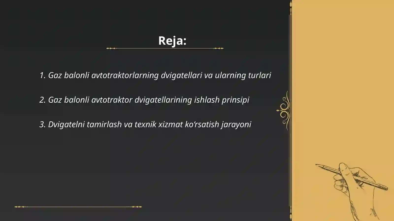 Gaz balonli avtotraktorlarning dvigatelning tamirlash tizimining tuzilishi va ishlashi 2