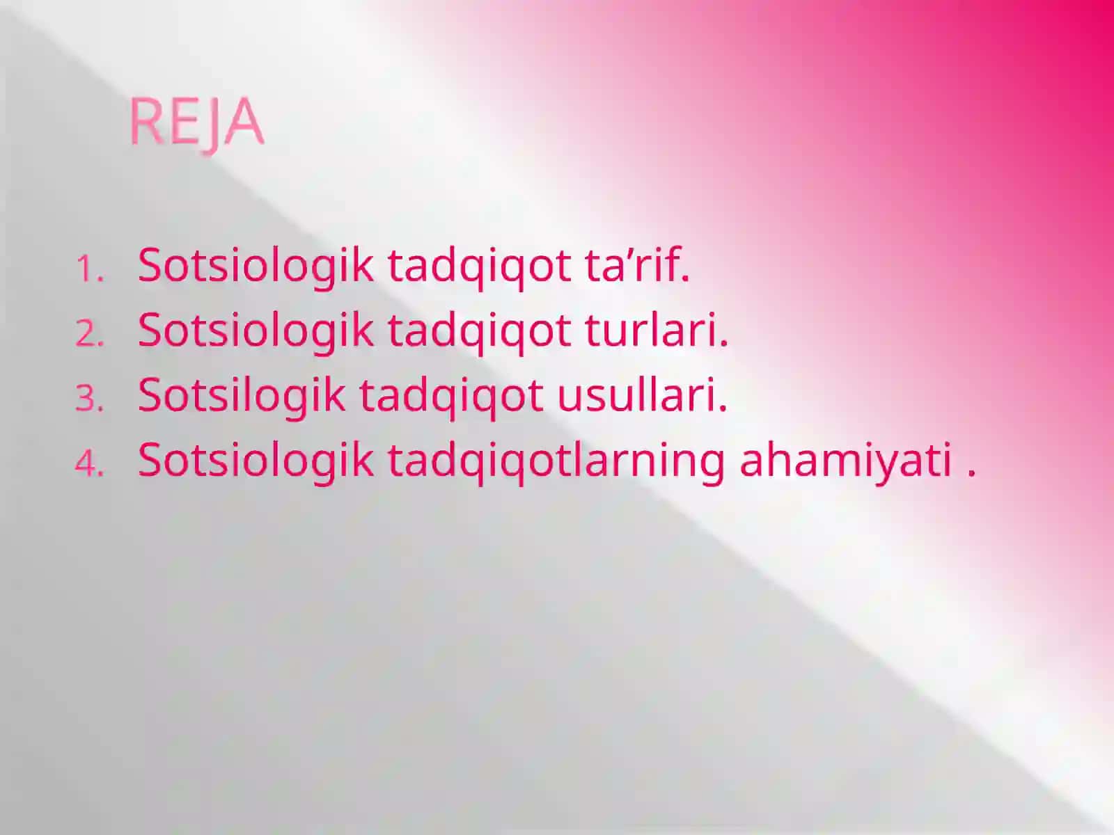 ANIQ SIYOSIY TADQIQOTLARNI O’TKAZISH USULLARI, TURLARI VA SOTSIOLOGIK MONITORING 2