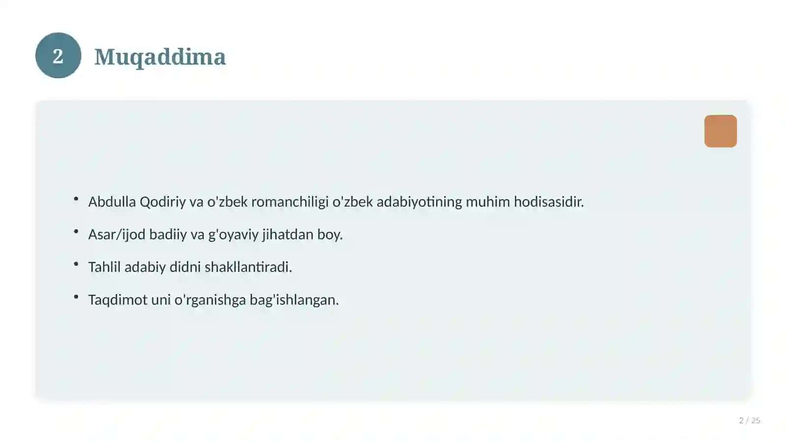 Abdulla Qodiriy va o'zbek romanchiligi 2