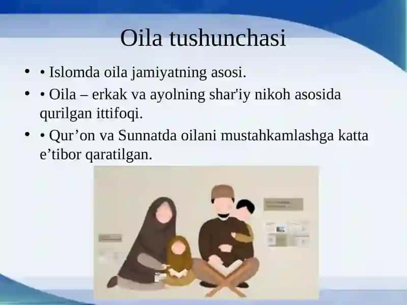 Oila, Nikoh, Taloq, Idda, Zihor Tushunchalari 2