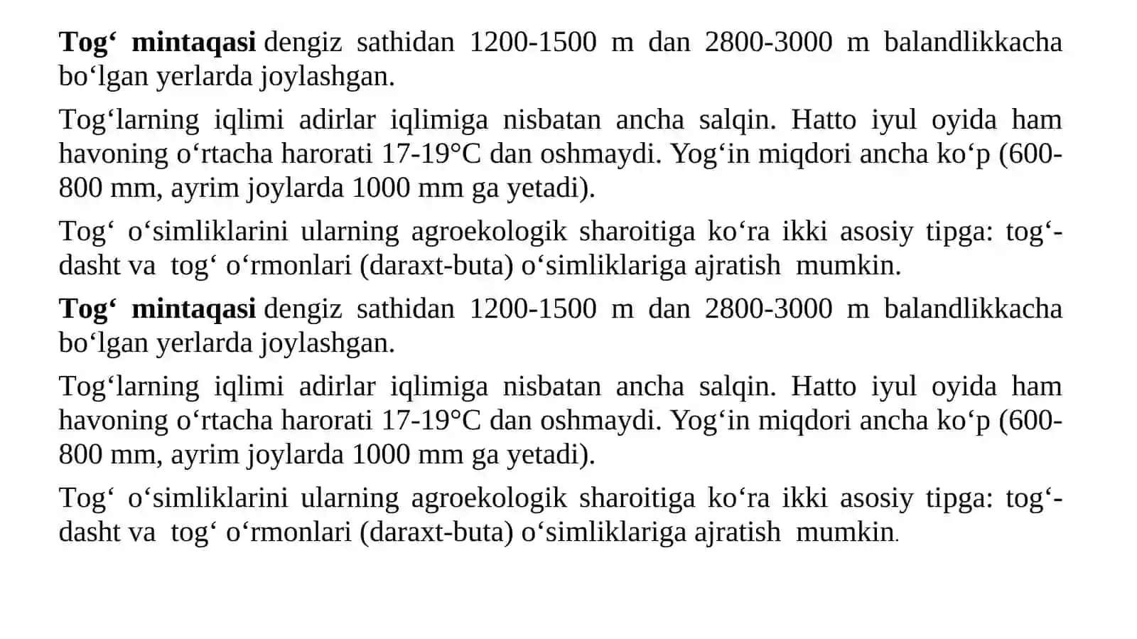 Tog' va yaylov o'simliklar jamoasining turlar tarkibi, tuzilishi va ulardan xo'jalikda foydalanish 2
