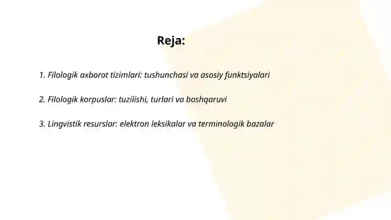 Filologik axborot tizimlari 2