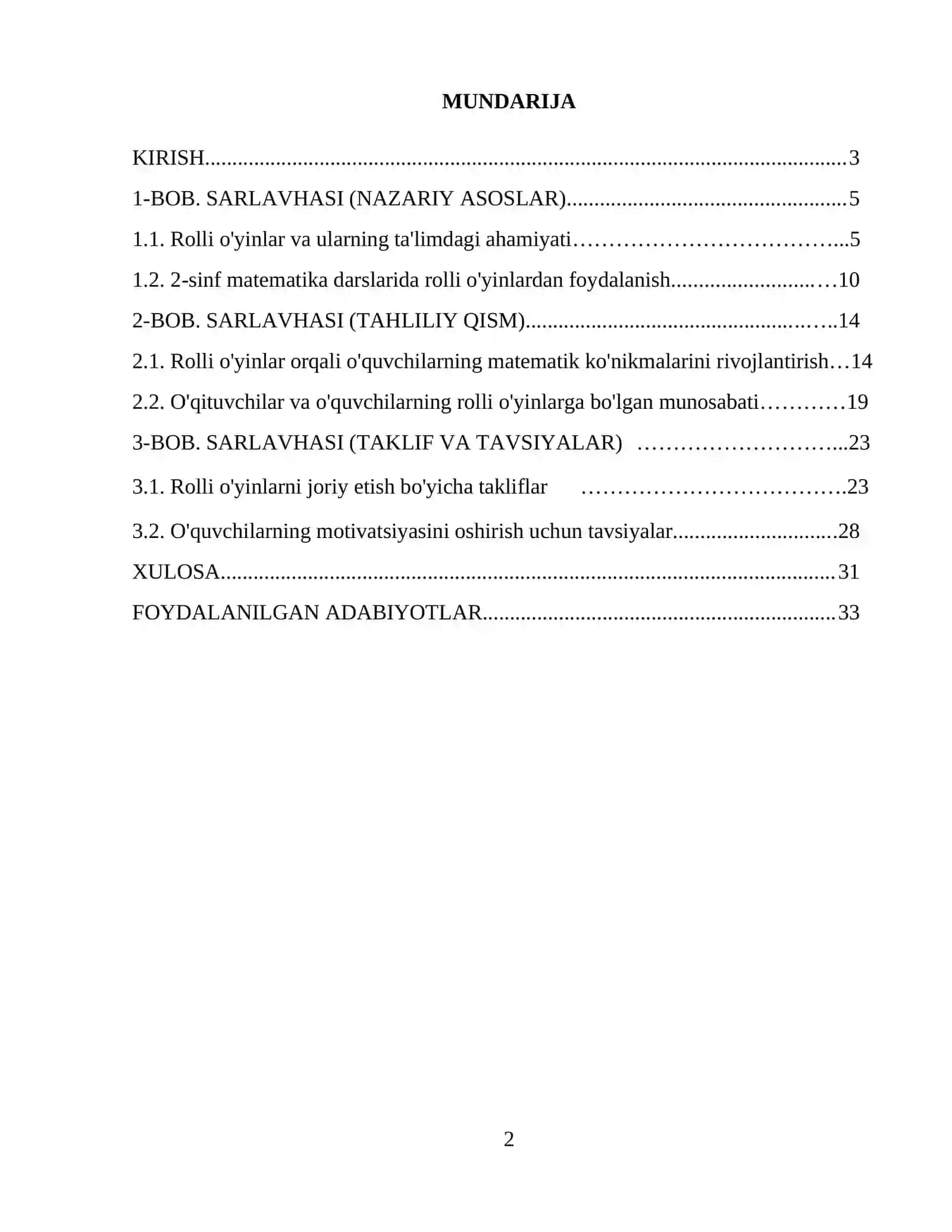 2-sinf matematika darslarida rolli o'yinlardan foydalanish texnologiyasi 2
