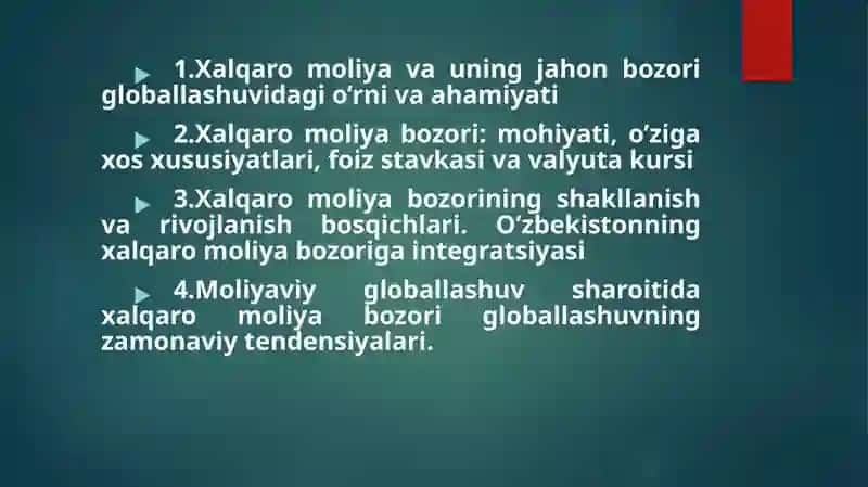 Xalqaro moliya bozorlari 2