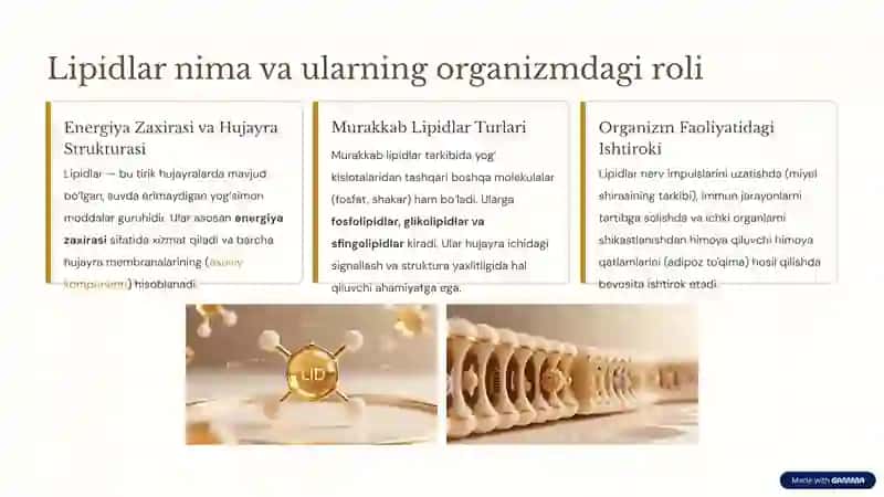Murakkab lipidlar almashinuvi va yog‘lar almashinuvini boshqarish 2