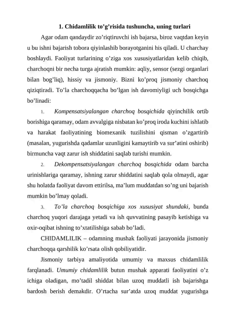 Maxsus chidamlilikni rivojlantirish kundalik mashqlarni bajarish 2