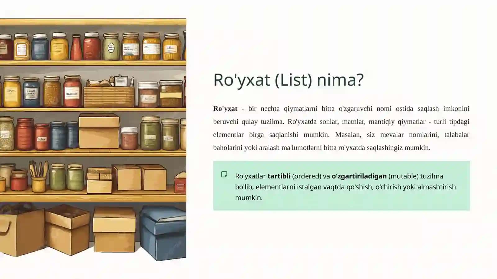 Pythonda Ro'yxatlar bilan ishlash 2