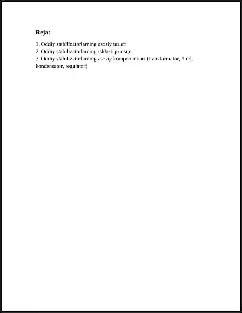 ODDIY STABILIZATORLAR 2