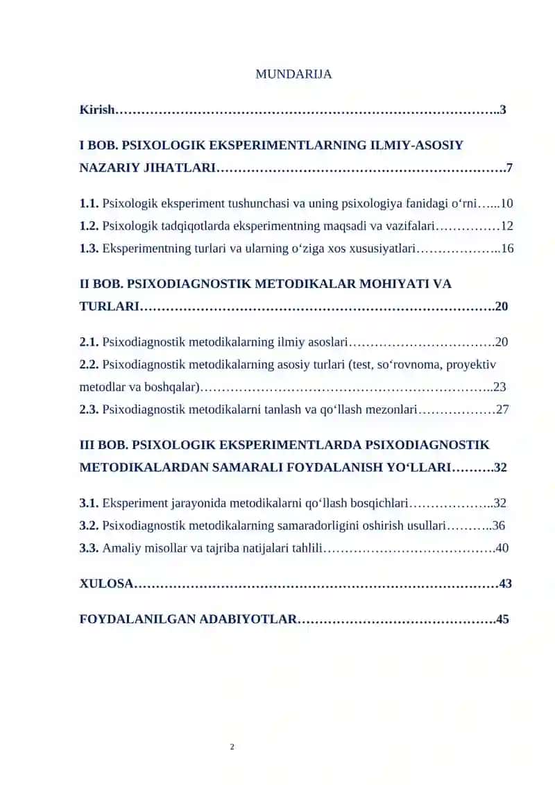 "PSIXALOGIK EKSPREMENTLARDA PSIXADIAGNOSTIK METODIKALARDAN SAMARALI FOYDALANISH" 2