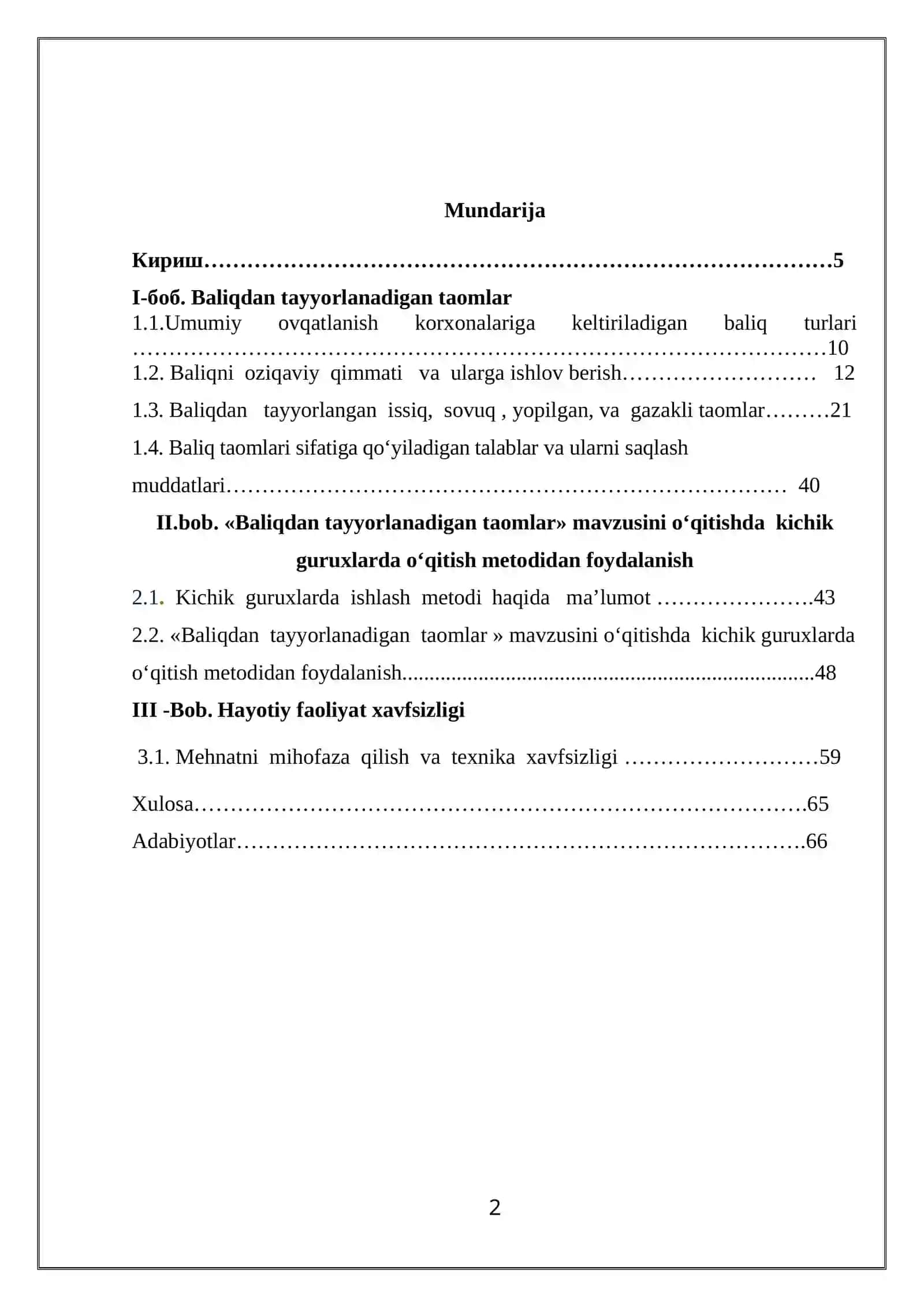 Baliqdan tayyorlanadigan taomlar» mavzusini o‘qitishda kichik guruhlarda o‘qitish metodidan foydalanish 2