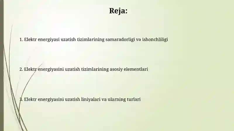 Elektr energiyasini uzatish tizimlari 2