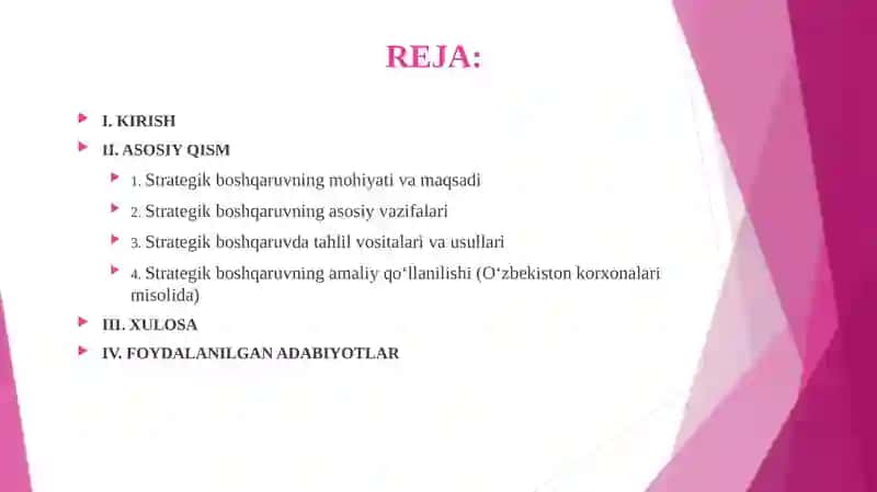 STRATEGIK BOSHQARUVNING VAZIFALARI 2