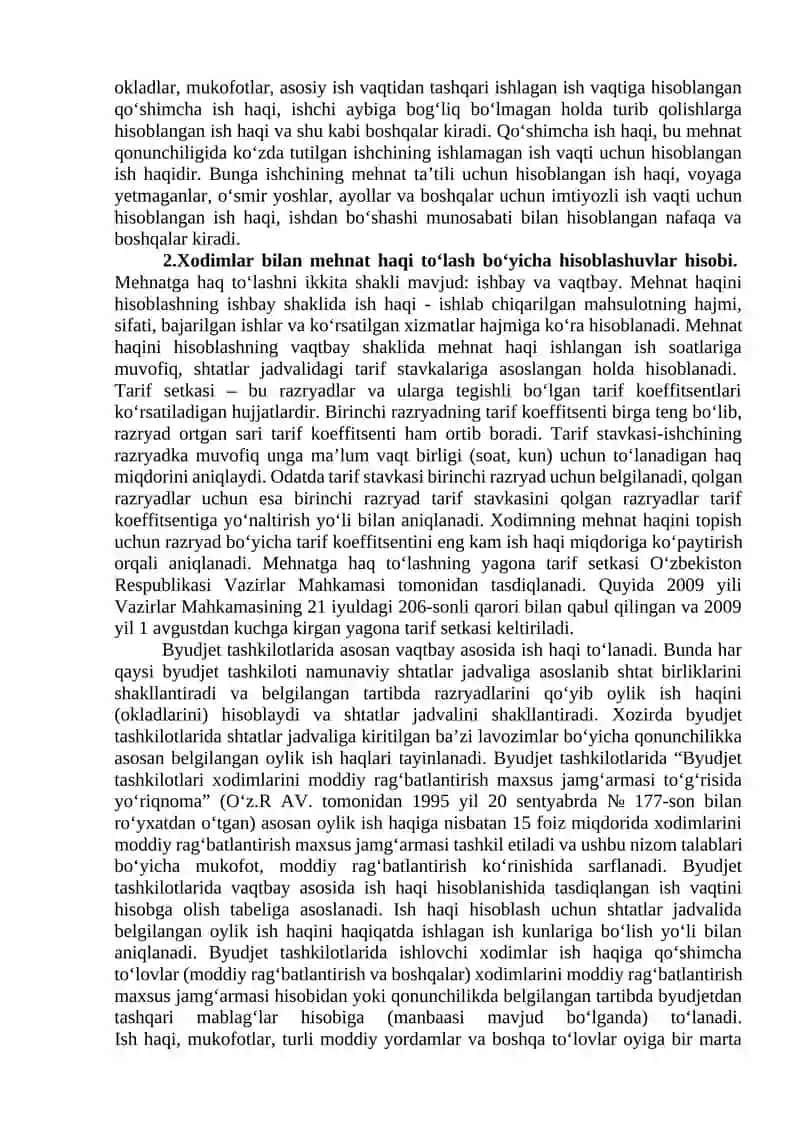 BYUDJET TASHKILOTLARIDA XODIMLAR VA STIPENDIYA OLUVCHILAR BILAN HISOBLASHUVLAR HISOBI 2